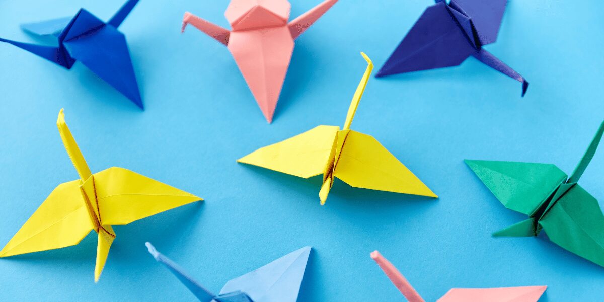 A flock of origami cranes